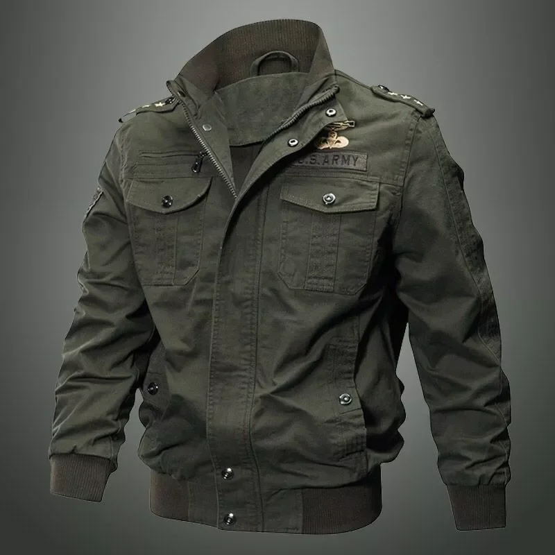 

Autumn And Winter Men's Multi Pocket Military Jacket Pure Cotton Casual Work Jacket Large Loose Cotton Jacket Special Forces Men