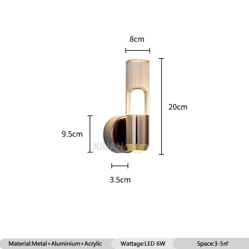 

Настенный светильник XIUAN, алюминий, металл, акрил, 6Вт, 220-240В