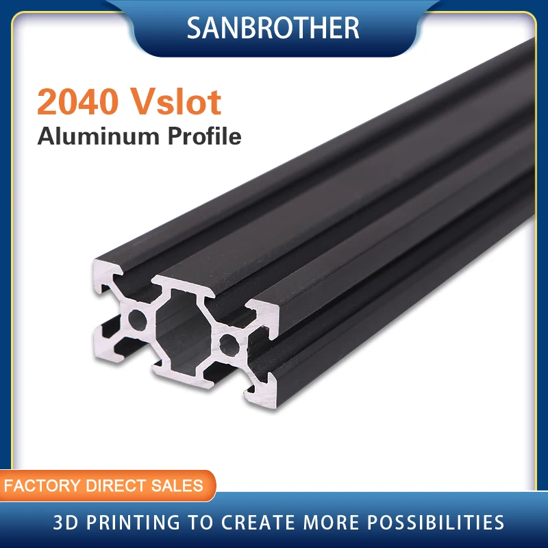 

2040 V-Slot European Standard Anodized Aluminum Profile Extrusion 100-800mm Length Linear Rail for CNC 3D Printer 1PC BLACK