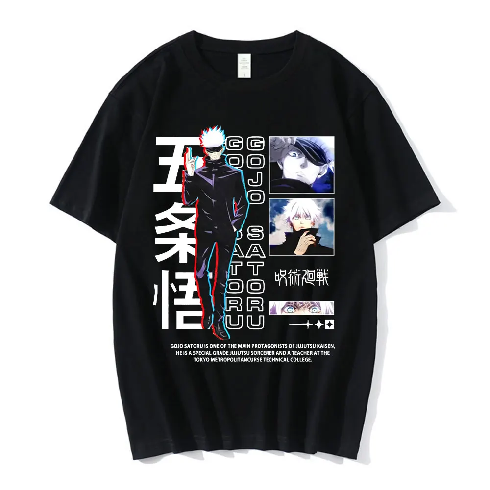 

Футболка мужская с японским аниме ююютсу кайсен, крутая топ с графическим принтом Джоджо Сатору, крутая футболка унисекс, топ с мангой
