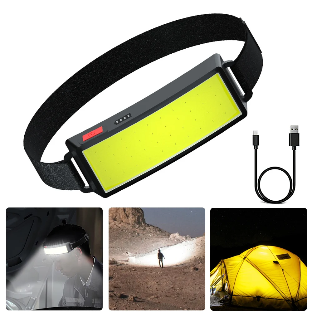 

COB LED Headlamp Portable Headlight Built-in Battery USB Rechargeable Flashlight Outdoor Lighting for Fishing Hunting Hiking