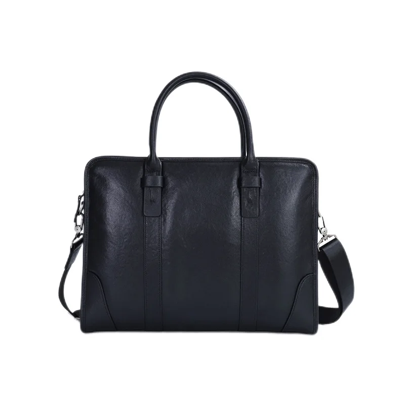 Business Genuine Leather Men Briefcase Large Capacity Handbag Male Messenger Bag Office Shoulder Bag Cowhide File Laptop Bag