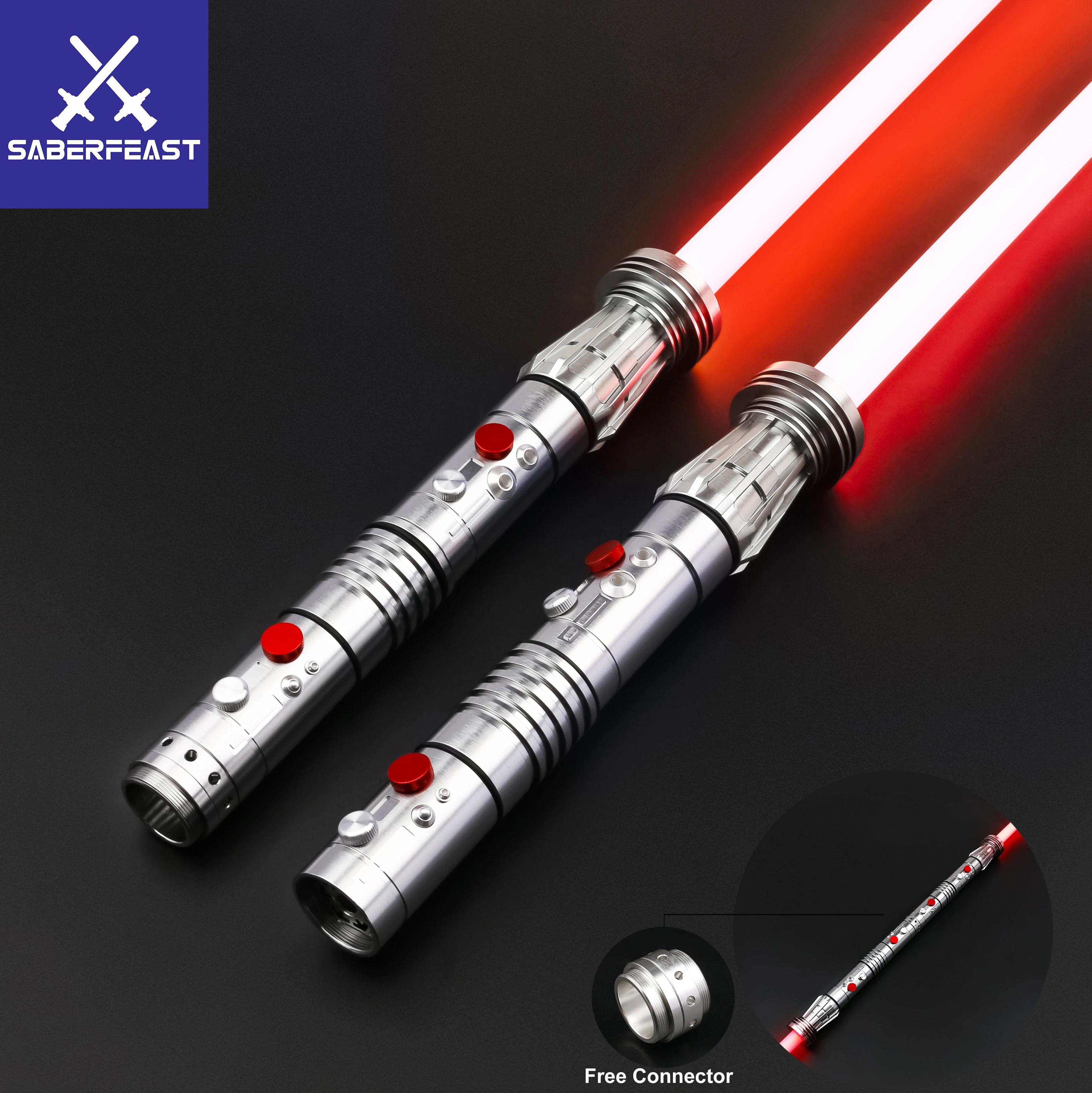 TXQSABER Neo Pixel Lightsaber Double Blade Smooth Swing Juguetes RGB Metal Handle Sith Cosplay Laser Sword Darth Maul Replica