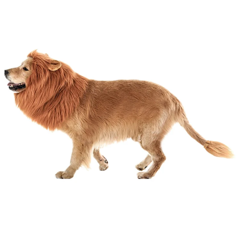 

Pet Dog Winter Warm Pet Wig Cosplay Clothes Transfiguration Costume Lion Mane with tail For Holiday Party Large Dog Handsome Set