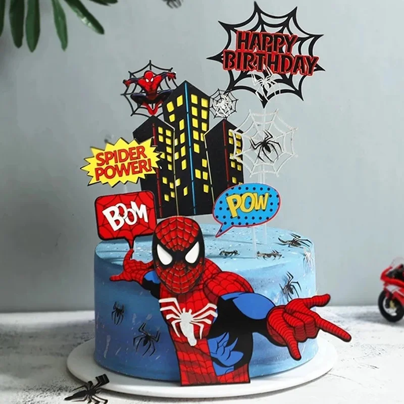 Disney-adornos para tartas de con tema del Hombre Araña, Superhéroes, vengadores, Hulk, fiesta de cumpleaños para niños, regalos de suministros de baño para bebé