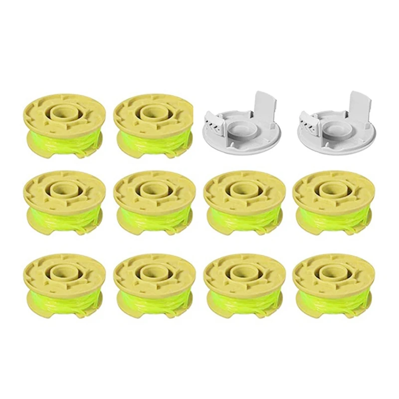 

New Replacement Trimmer Spool For Ryobi One Plus AC80RL3 18V 24V 40V With AC14HCA String Trimmer Cap Covers (10 Spool+2 Cap)