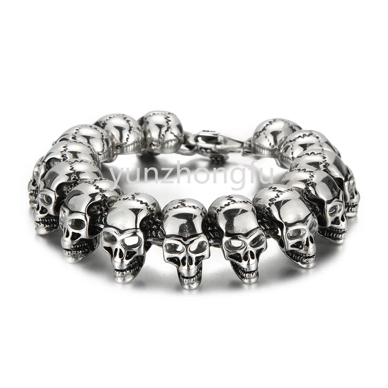 

European and American Skull Men's Titanium Steel Bracelet Creative Personality Titanium Steel Bracelet Stainless Steel