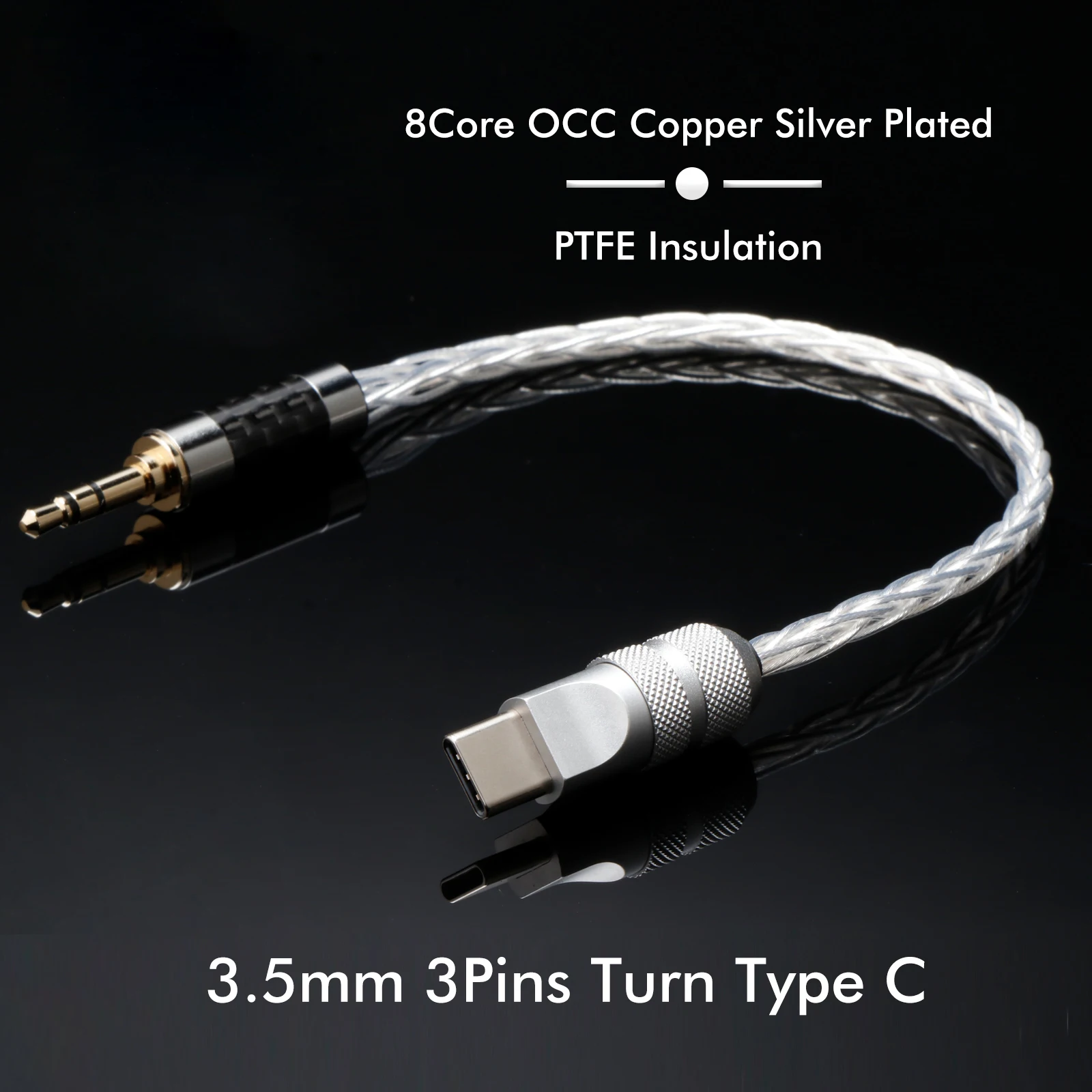 Фото HIFI USB Type-C кабель с разъемами 3.5 мм, 2.5 мм, 4.4 мм AUX, аудиокабель Type-C с серебряным покрытием OCC для автомобильных колонок и плееров №1