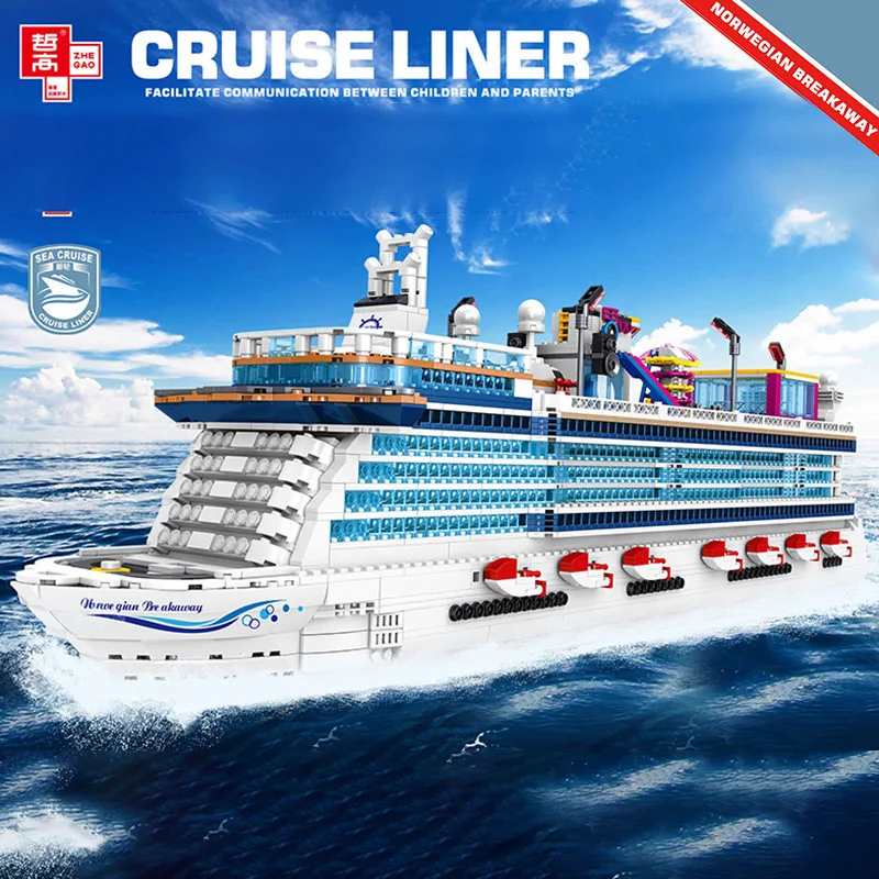 

Navigation Luxury Cruise Liner Large Ship Model ZHEGAO MOC QL1807 Creative 2446pcs Building Blocks Bricks Toys Gift Sets