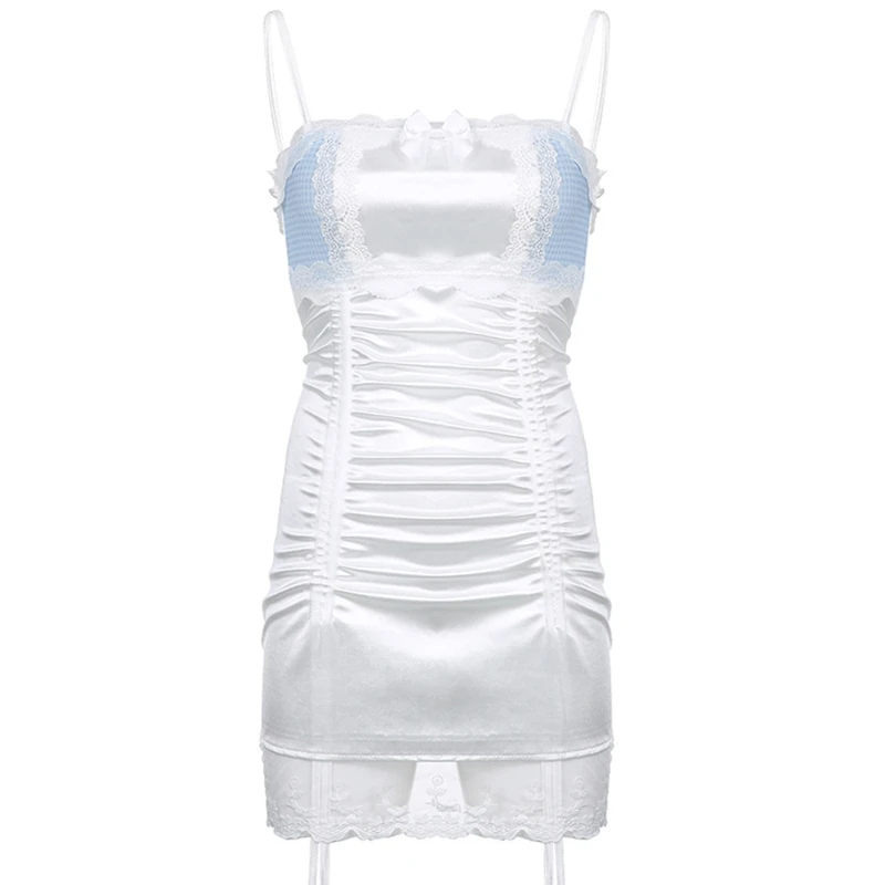 

Женское сексуальное мини-платье на тонких бретельках, милое облегающее мини-платье с бантом в стиле Харадзюку, Лолита, милое Кружевное обле...