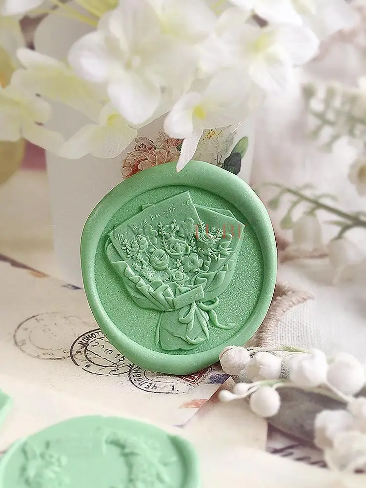 3D тисненый восковой штамп рельефный матовый букет исповедь венок подарочная