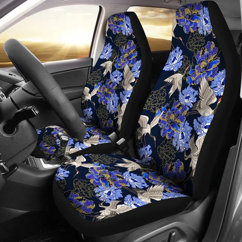

Blue Birds Floral Flowers Car Seat Covers Pair, 2 Front Seat Covers, Car Seat Protector, Car Accessories
