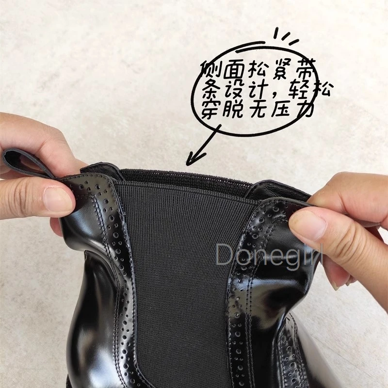 Женские ботинки челси из натуральной кожи полусапожки воловьей с круглым носком