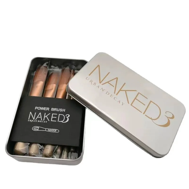 Naked3 Cosmetic Brushs Set 12 Iron Boxed Portable Boutique Brush Makeup Tools Set Brushes Suit Foundation Eye Lip Eyeshadow