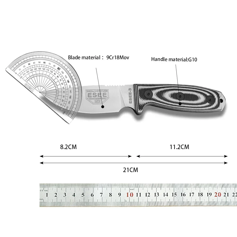 Тактический портативный нож с фиксированным лезвием фреза Rowen 9Cr18Mov черное лезвие