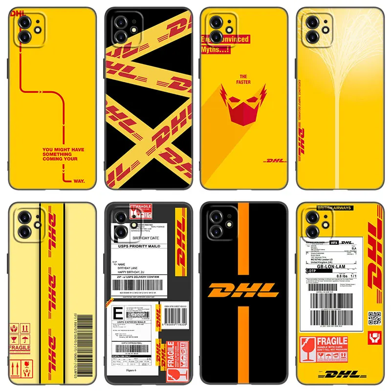 Чехол для телефона с узором DHL Express для Apple iPhone 13, 12 Mini, 11 Pro, XS, Max, XR, X, 8, 7, 6S, 6 Plus, SE 2022, 2020, 5S 5, мягкий черный Чехол