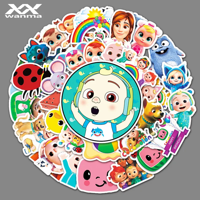 

50PCS Children's English Enlightenment Kakalon Cocomelon Graffiti Laptop Suitcase Decoration Sticker