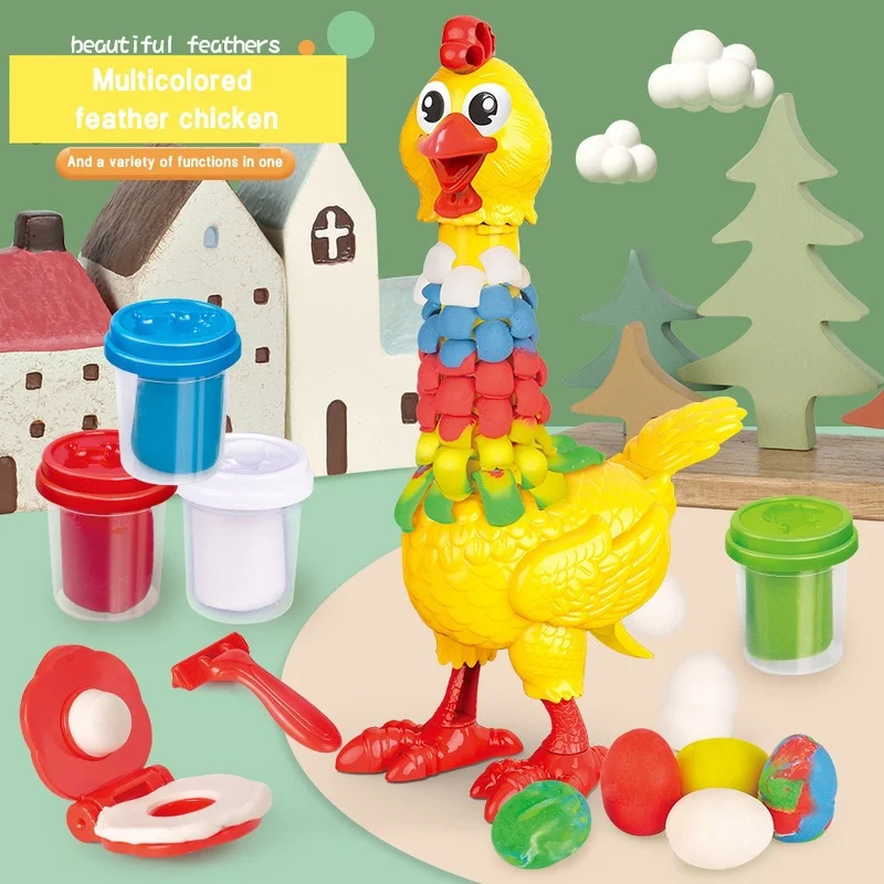 

Color Mud Toy Plasticine for Children Set Plucking Chicken Light Clay Mold Handmade DIY Children's Play House Toys Play Doh