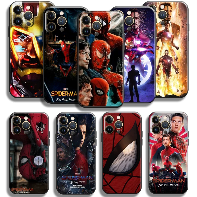 

Avengers Iron Man Spiderman For Apple iPhone 13 12 11 Pro Mini X XR XS Max SE 6 6S 7 8 Plus Phone Case Carcasa TPU Soft Black