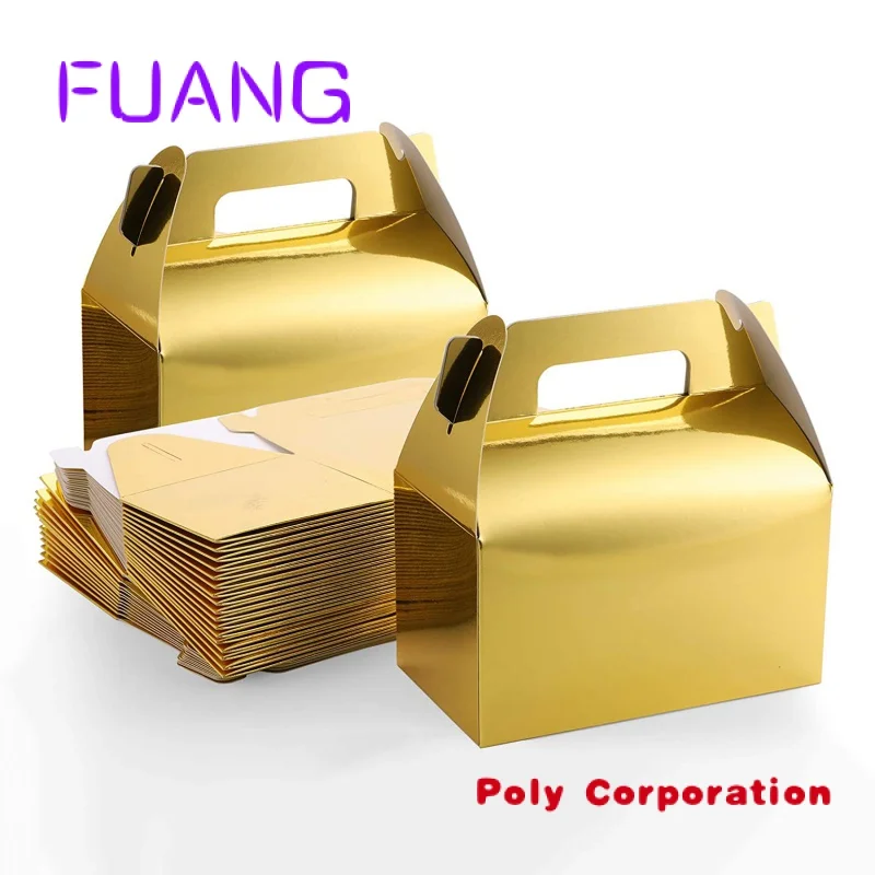 6.2 x 3.5 x 3.5 Inches Gable Gold Candy Treat Boxes, Small Goodies Gift Boxes for Wedding and Birthday Party Favors Box