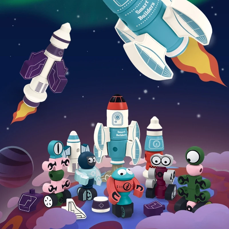 

Magnetic Robots Toy 35pcs Magnetic Building Toys Outer Space Magnet DIY Assembly STEM Educational Toy Best Gift for Kids