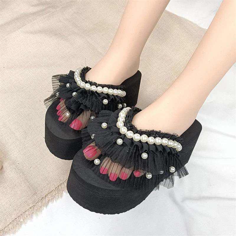 

Women's Summer Flip-flops Platform Sandals Slippers Flat Shoes Wedge 2022 Trend Black Heels Luxury Home Casual Slip-on Comfort