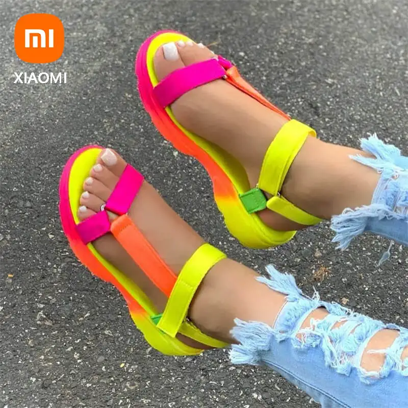 

2022 New INS Hot Sale Multi Colors Casual Shoes Woman Flat Dropship Comfortable Sandals Female Light Sandalias Mujer Big Size 43