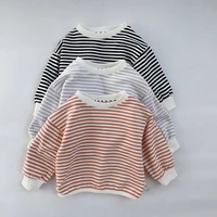 2022 autumn new children boy girl bottoming shirt baby striped long sleeves loose tops kid cotton fashion t shirt infant outfits
