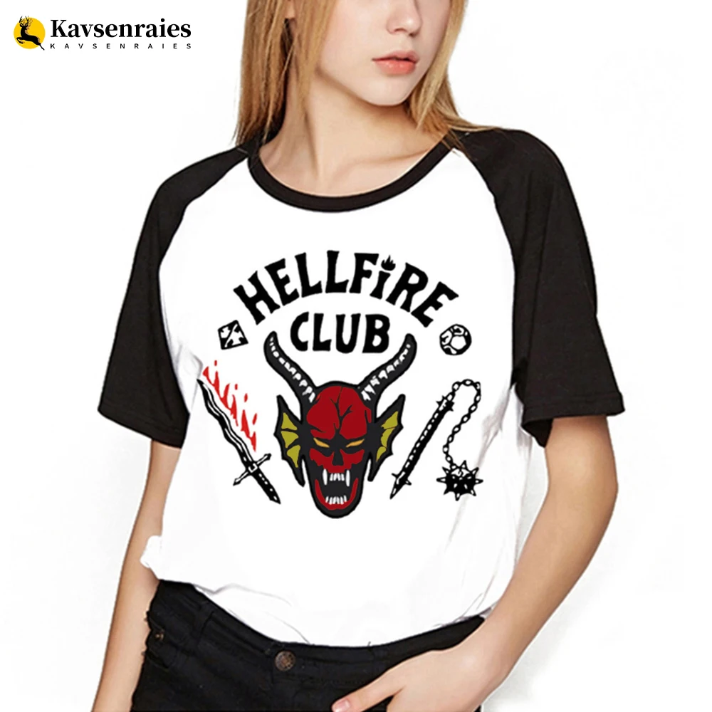

Hellfire Club T-shirt Stranger Things 4 Printed T Shirt Women Summer Fashion Casual Short Sleeve Couple Streetwear Cool Tops