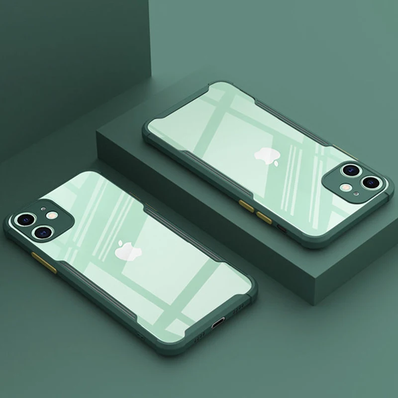 

Shockproof Airbag Armor Clear Case For iPhone 13 12 11 Pro Max Mini XR XS X 7 8 Plus SE 2 Luxury Silicone Transparent Soft Cover