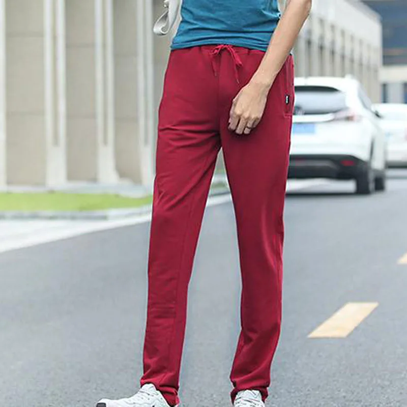 NEW 2022 Spring Summer Men\'s Casual Pants Students City Zipper Pocket Elastic Waist Stretch Men Sweatpants Feet Long Trousers