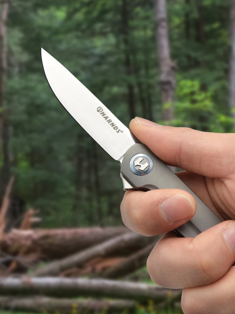 Фото Harnds ветровой складной карманный нож Flipper M390 стальное лезвие титановая ручка шарикоподшипник для кемпинга барбекю EDC подарочная коллекция №5