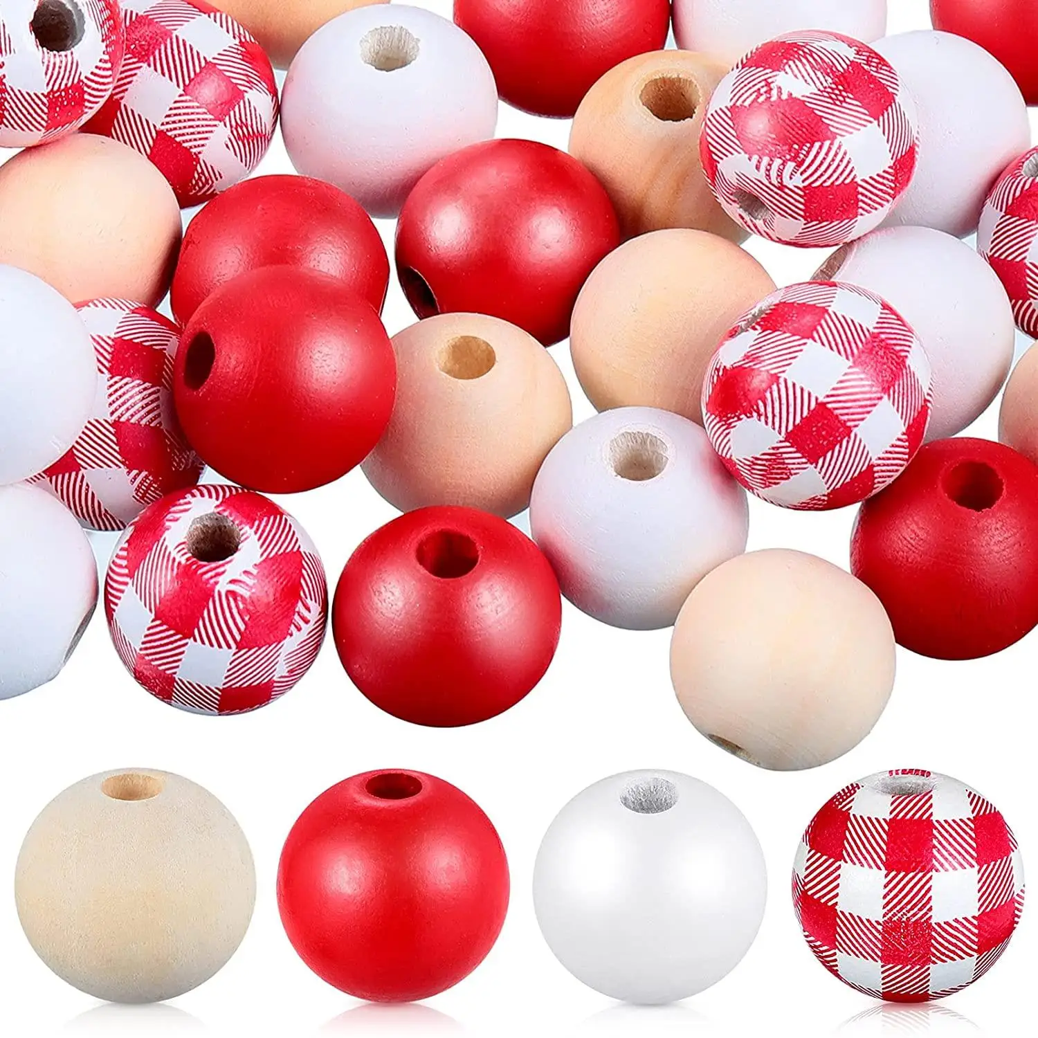 

50/200pcs Wooden Beads DIY Bracelets Color Eco-Friendly Handmade Spacer Mix Color 16mm Loose Garland Jewelry Making Accessories