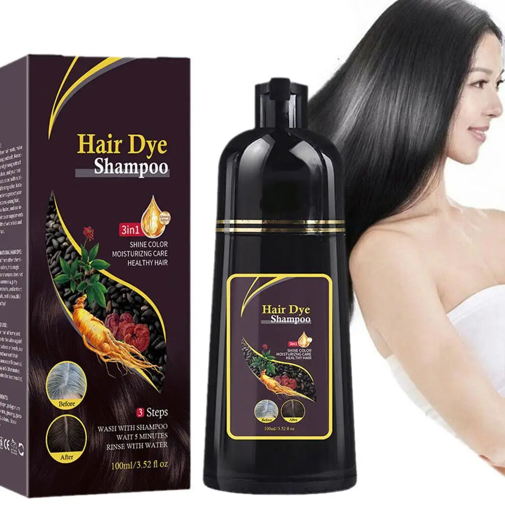 

100ml White To Black Shampoo Natural Mild Black Dye Shampoo Herbal Polygonum Effective Anti White Gray Hairs Color Cream 2023