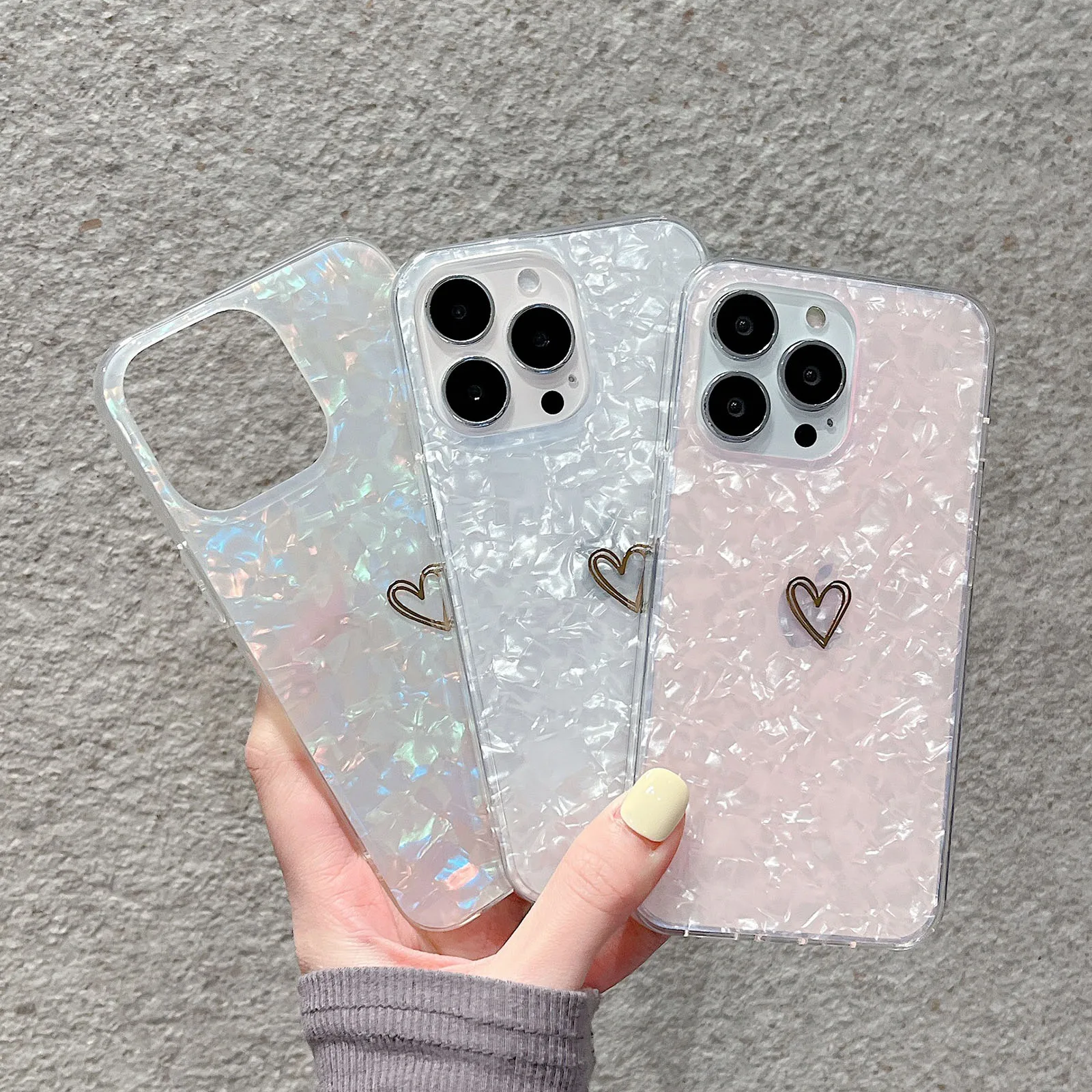 

Shell Pattern Phone Case for iPhone 14 Pro Max Plus 5G Soft TPU Shockproof Case Love Heart Phone Case Protection Cover