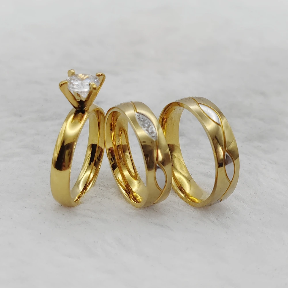 Designer Valentines Wholesaler Dubai Jewelry 18k Gold Plated Rings Wedding Engagement Marriage Couples Ring Woman