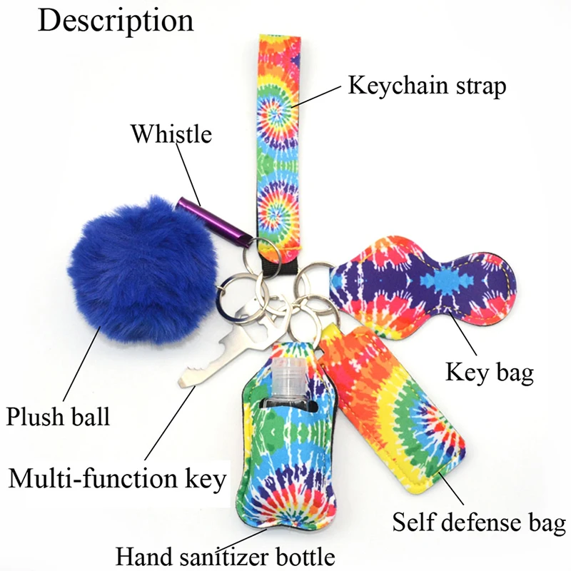 Self Defense Keychain Set Personal Protection KeyRing For Girl Chain Pepper Spray Bottle Wristlet Women Security Safety Keychain images - 6
