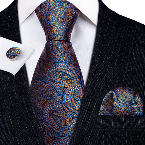 Новый синий клетчатый Шелковый мужской галстук свадебный подарок Барри. Ван дизайнерский 3 шт Галстук платок Запонки Набор Бизнес жениха LN-5810