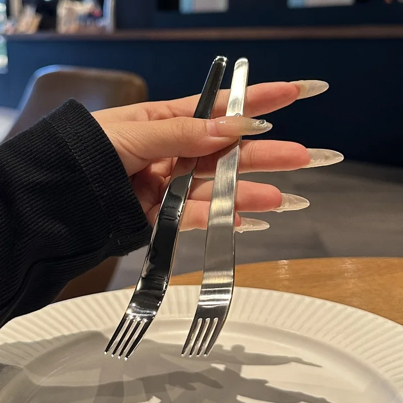 

1/2 шт. вилка для фруктов, креативная посуда из нержавеющей стали Ins Wind, вилка для салата, премиум-класса с длинной ручкой, товары для дома