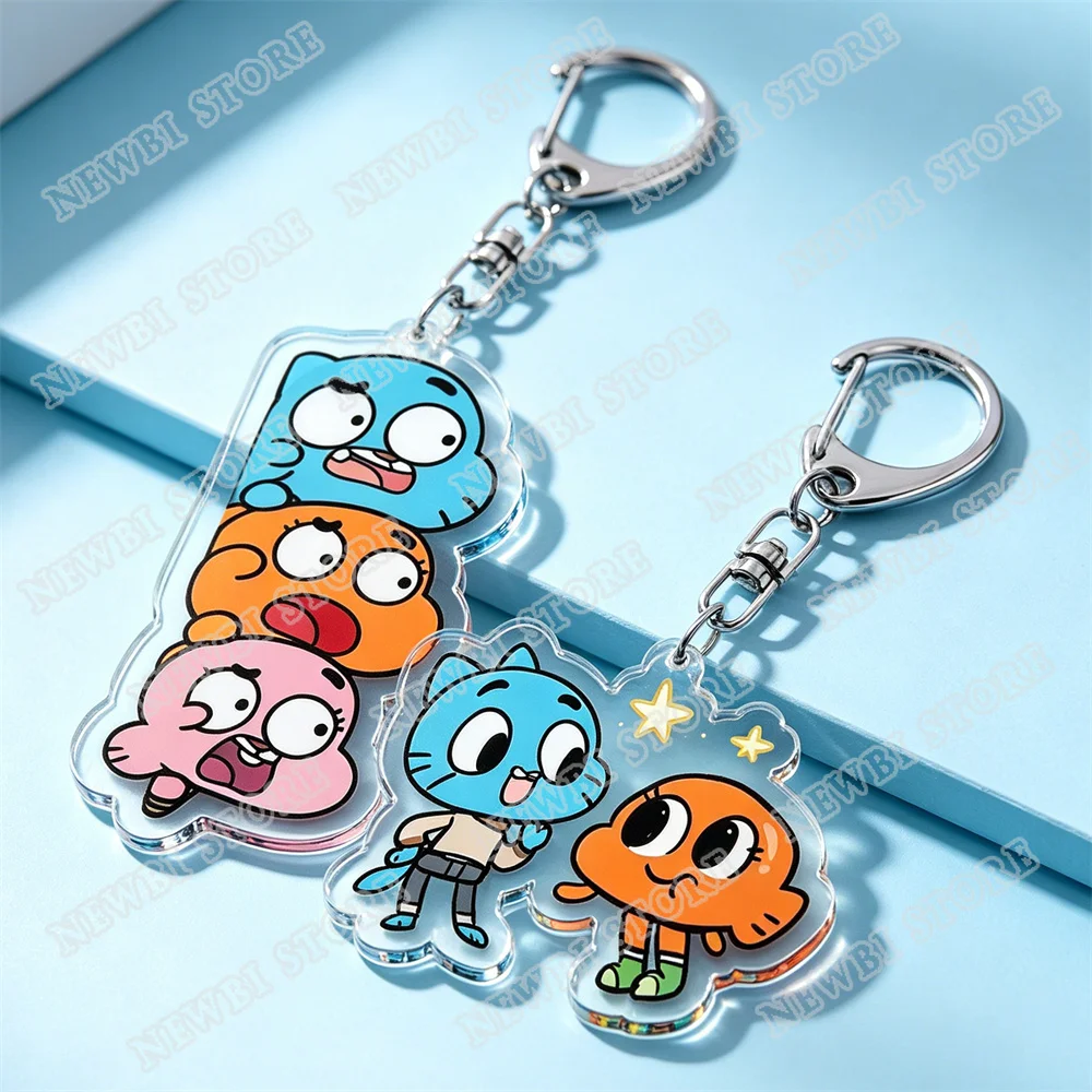 Фото Горячая новинка: Милые мультяшные брелоки Gumball Watterson для аксессуаров, очаровательные брелоки Darwin Watterson Tawog, украшения, подарки для фанатов и друзей №3