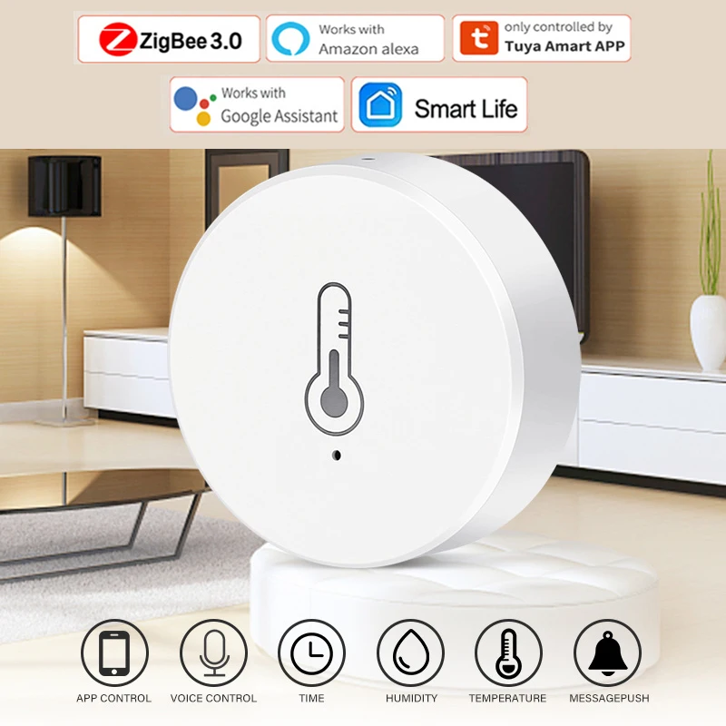 

Умный датчик температуры и влажности Tuya ZigBee, работает с приложением Alexa и Google Home Assistant
