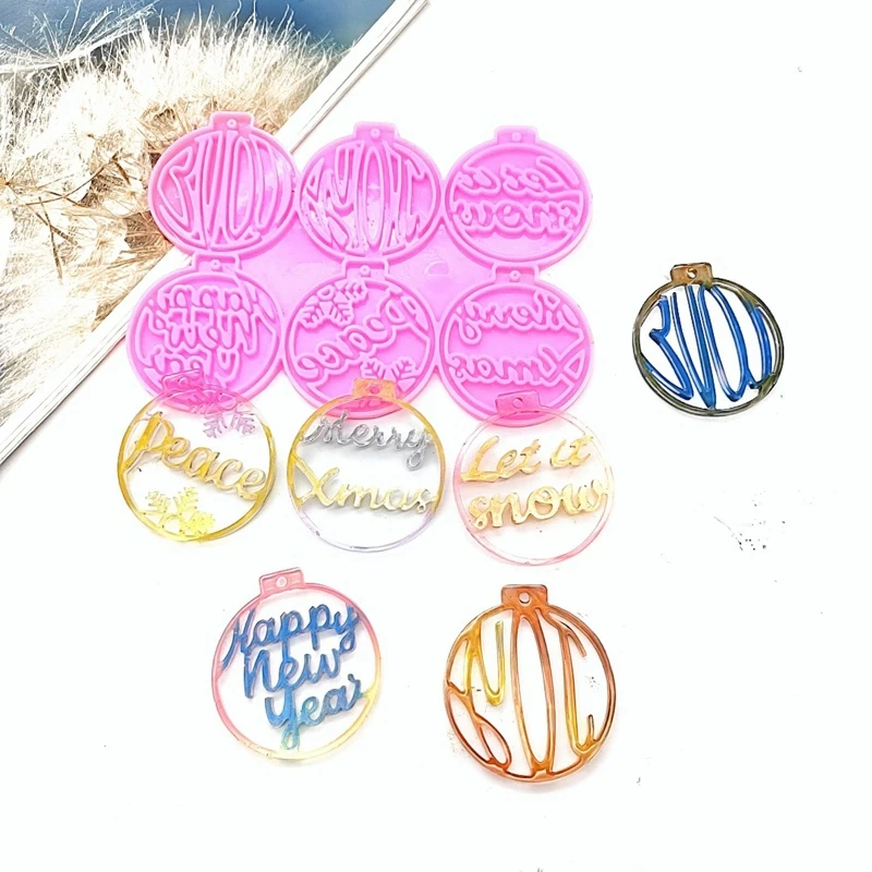 

95AB Christmas Ornament Resin Mold Silicone Mold for Epoxy Resin Casting DIY Round Ball Keychain Craft Xmas Tree Decor