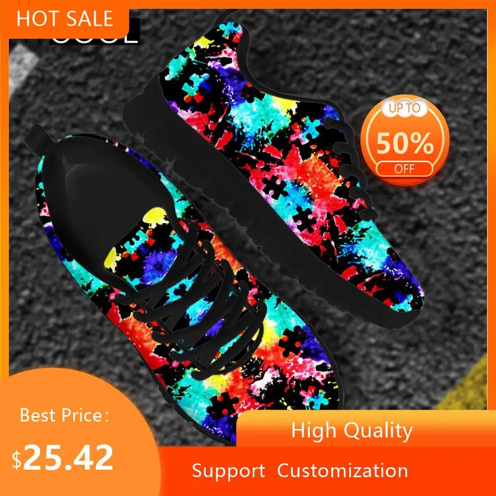 

HYCOOL Unisex Sports Shoes Autism Awareness Pattern 3D Print Air Mesh Breathable Outdoor Women Sneaker Men Gym Tennis Fitness