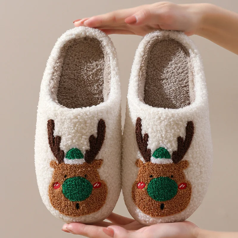 New Winter Warm Cotton Slippers Non-slip Breathable Wear-resistant Cotton Shoes Indoor Home Comfortable Plush Couples Slippers