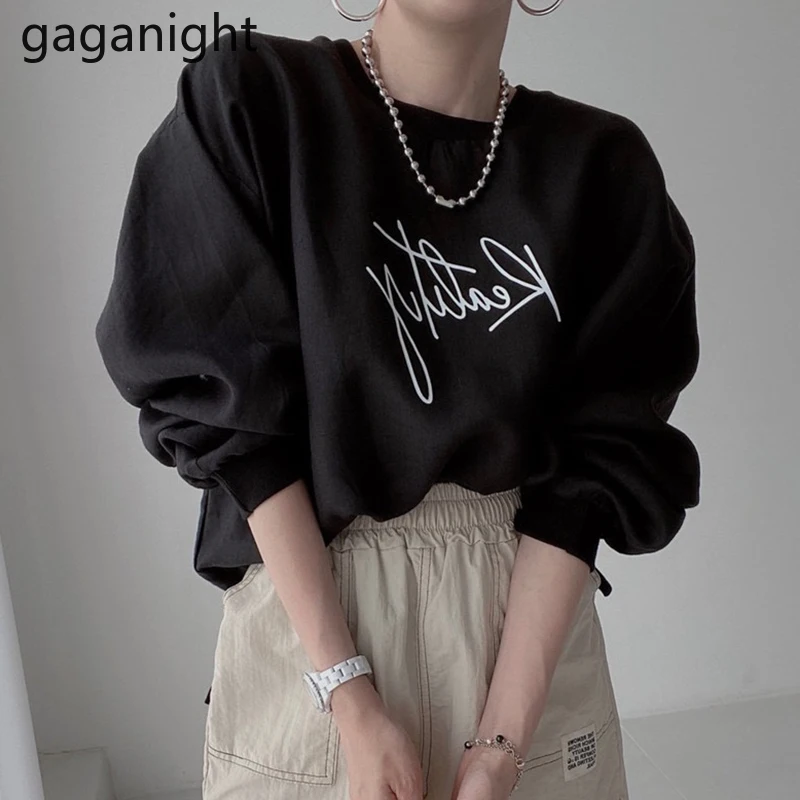 Gaganight женские пуловеры с пышными длинными рукавами на весну осень Свитшот