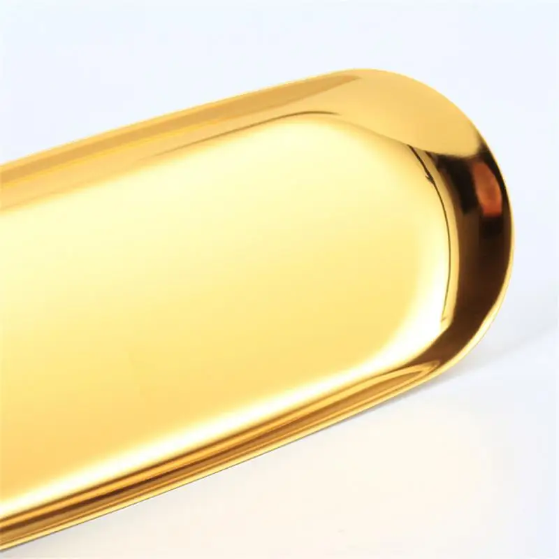 1PC Golden Metal Oval Plate Nordic Style Stainless Steel Dessert Jewelry Storage Small Tray Bread Plates Tableware | Дом и сад