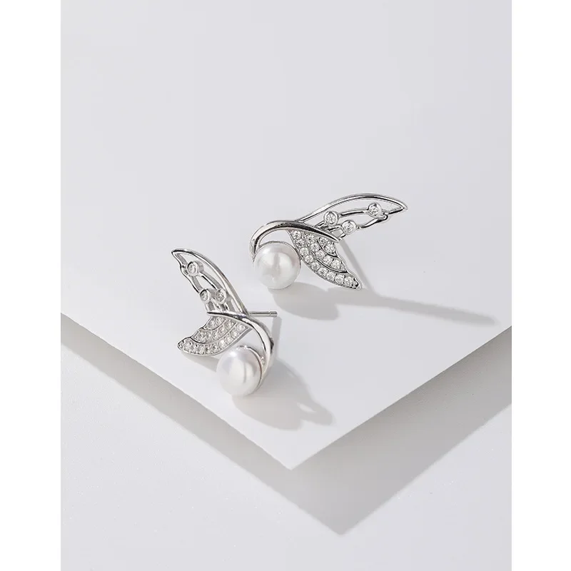 Серьги с жемчугом рыбий хвост Высококачественные женские нишевые