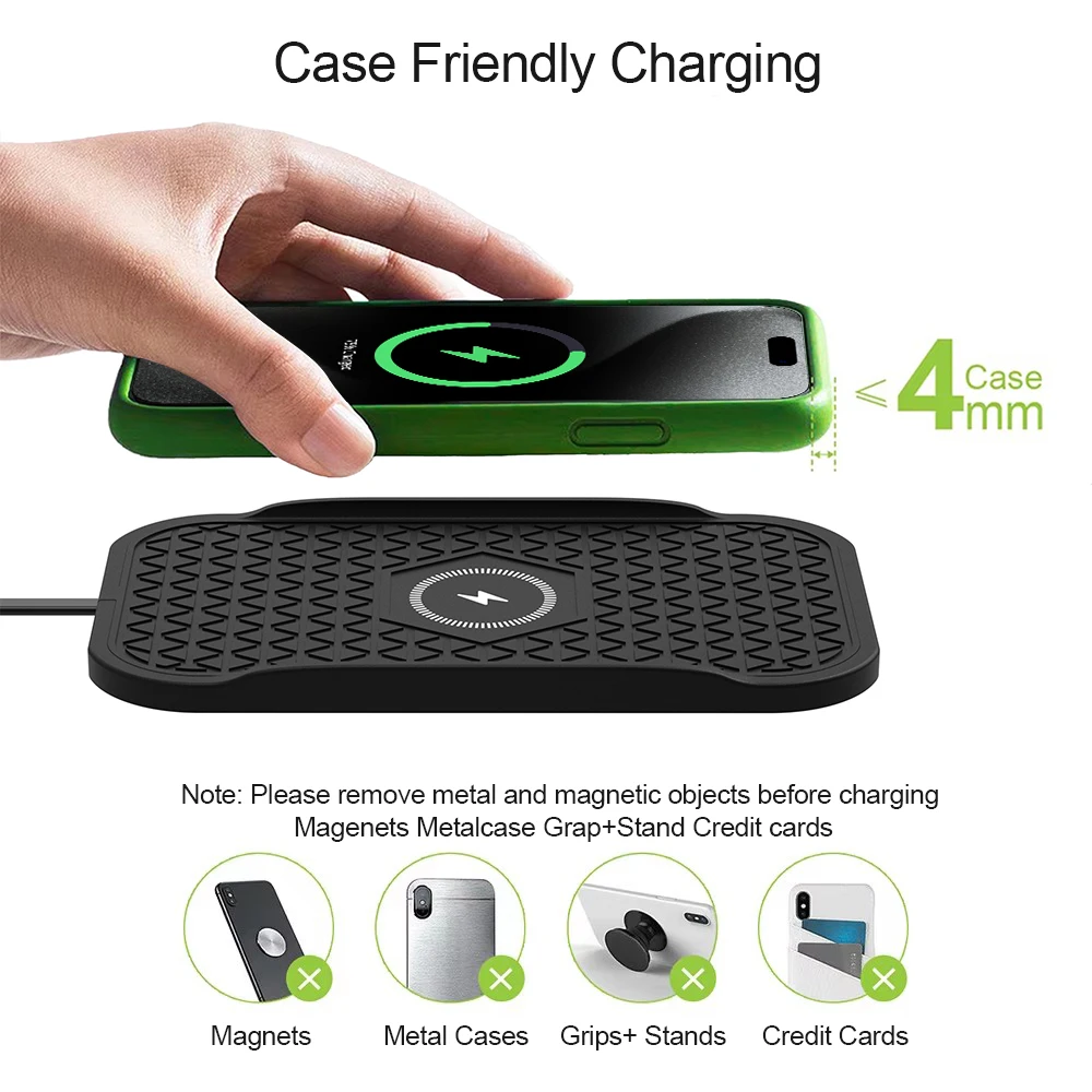 Силиконовое автомобильное беспроводное зарядное устройство Bonola нескользящая