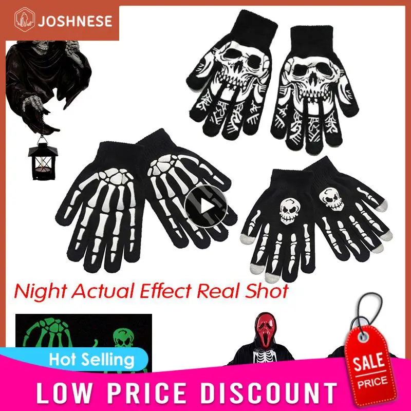 

1~8PCS Full Finger Glove Clothes Accessories Halloween Style Women Men Gloves Girls Boys Horror Skull Claw Bone Skeleton Gloves