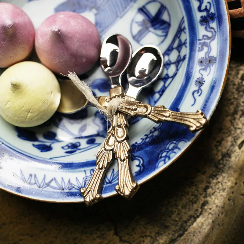 Vintage Handmade Brass Seasoning Spoon Small Kitchen Salt Coffee | Дом и сад